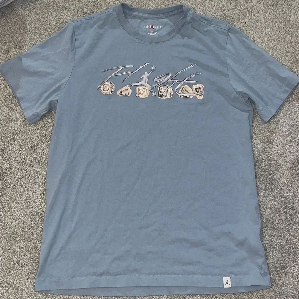 Jordan Nike Air Flight the 6 Rings Pale Blue T shirt L Mens North Carolina